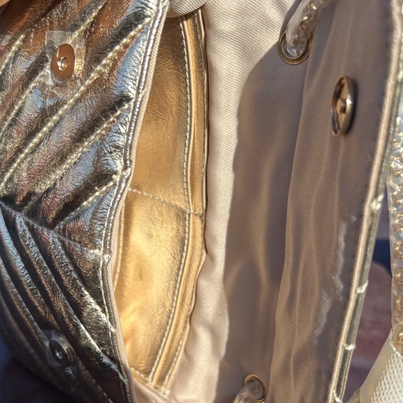 Nicole Miller Gold Chevron Mini Bag - Picture 3 of 7